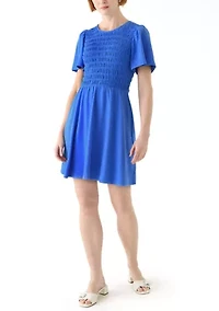 Women's Short Sleeve Smock Baby Terry Dress