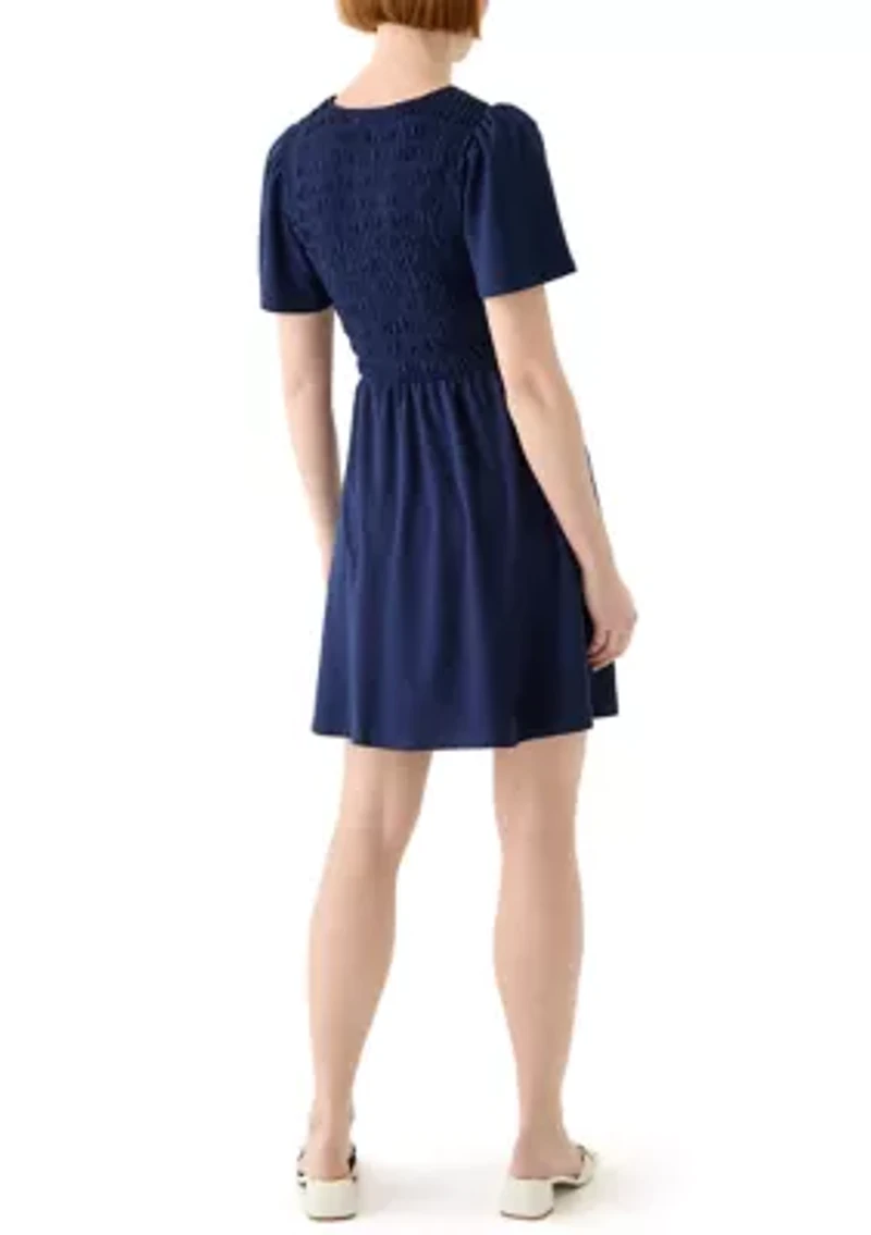 Women's Short Sleeve Smock Baby Terry Dress