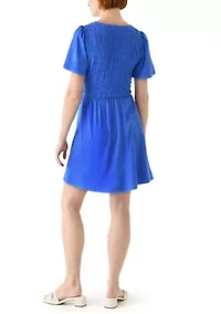 Women's Short Sleeve Smock Baby Terry Dress