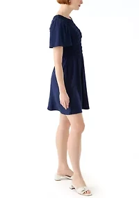Women's Short Sleeve Smock Baby Terry Dress