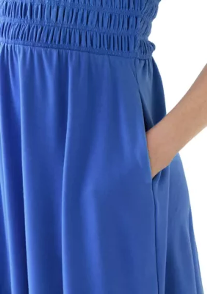 Women's Short Sleeve Smock Baby Terry Dress