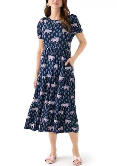 Women's Baby Terry Printed Midi Dress