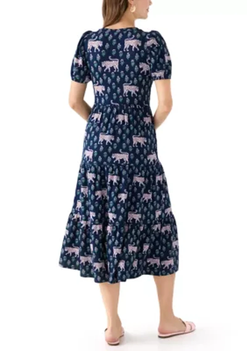 Women's Baby Terry Printed Midi Dress