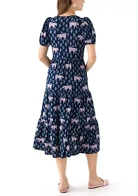 Women's Baby Terry Printed Midi Dress