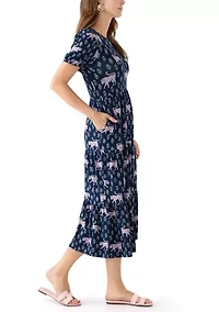 Women's Baby Terry Printed Midi Dress