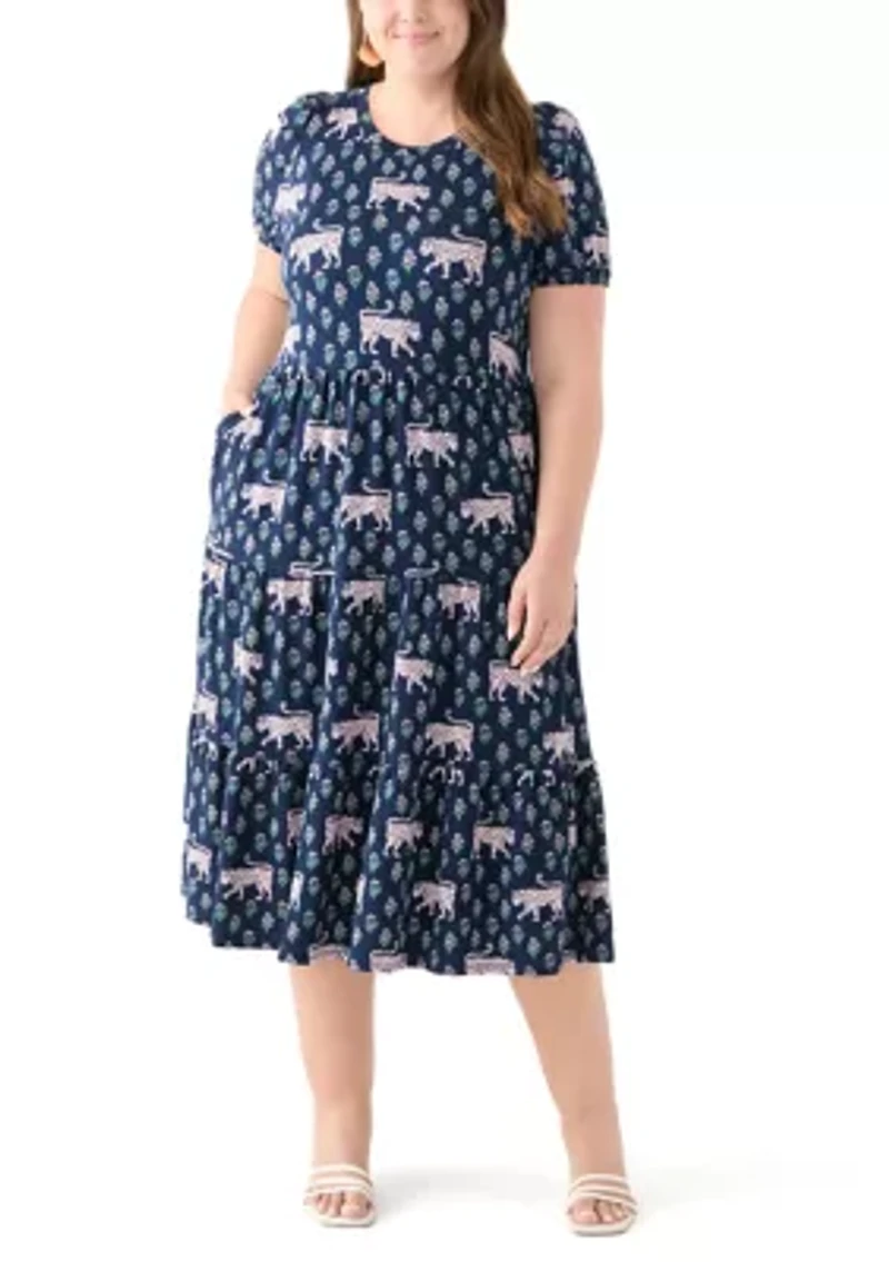 Plus Printed Baby Terry Midi Dress