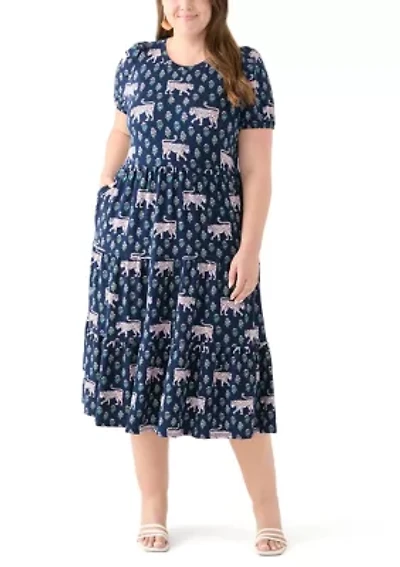 Plus Printed Baby Terry Midi Dress
