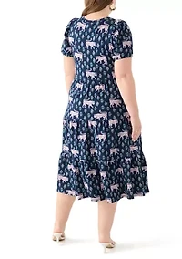 Plus Printed Baby Terry Midi Dress