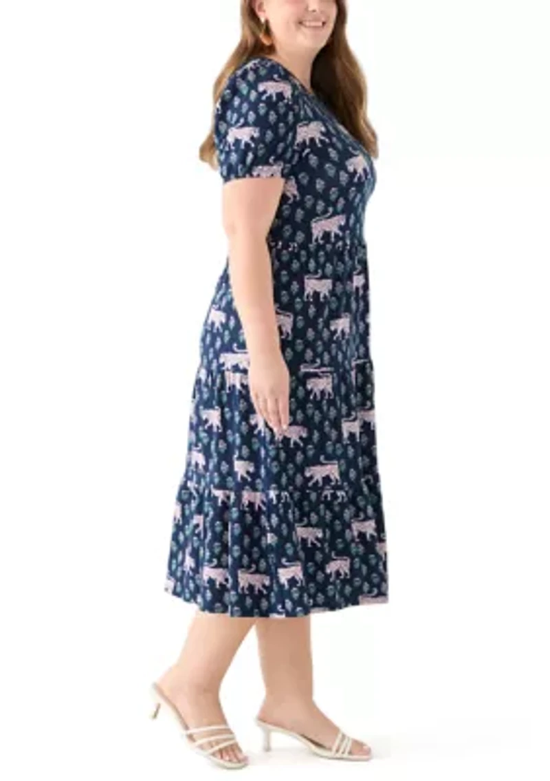 Plus Printed Baby Terry Midi Dress