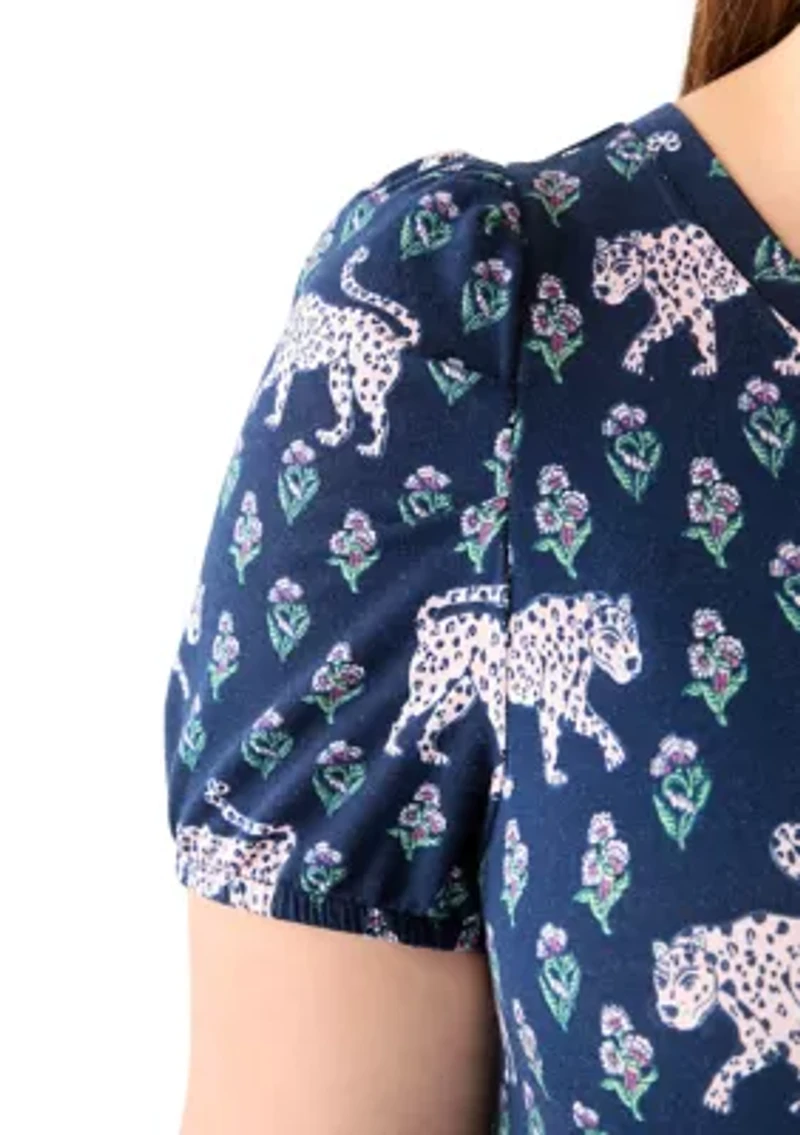 Plus Printed Baby Terry Midi Dress