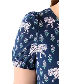 Plus Printed Baby Terry Midi Dress