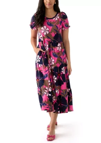 Women's Baby Terry Printed Midi Dress