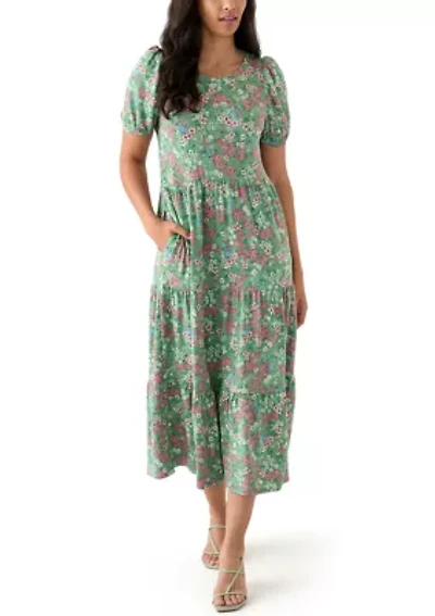Women's Baby Terry Printed Midi Dress