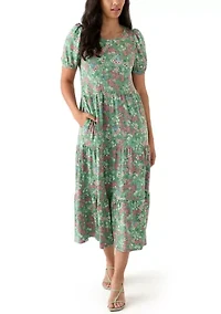 Women's Baby Terry Printed Midi Dress