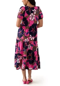 Women's Baby Terry Printed Midi Dress