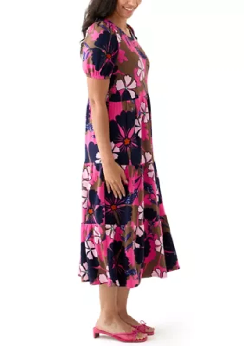 Women's Baby Terry Printed Midi Dress