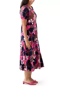 Women's Baby Terry Printed Midi Dress