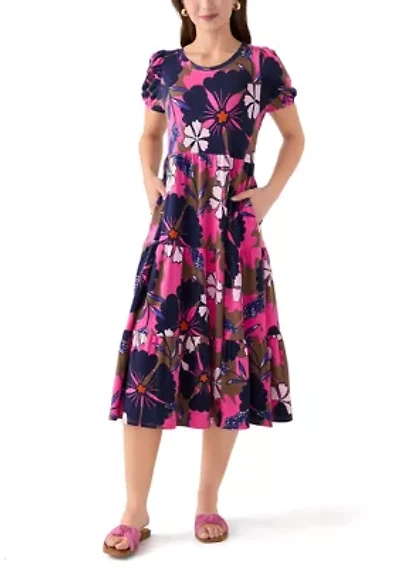 Petite Baby Terry Midi Print Dress