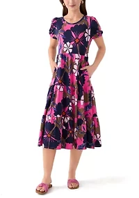 Petite Baby Terry Midi Print Dress