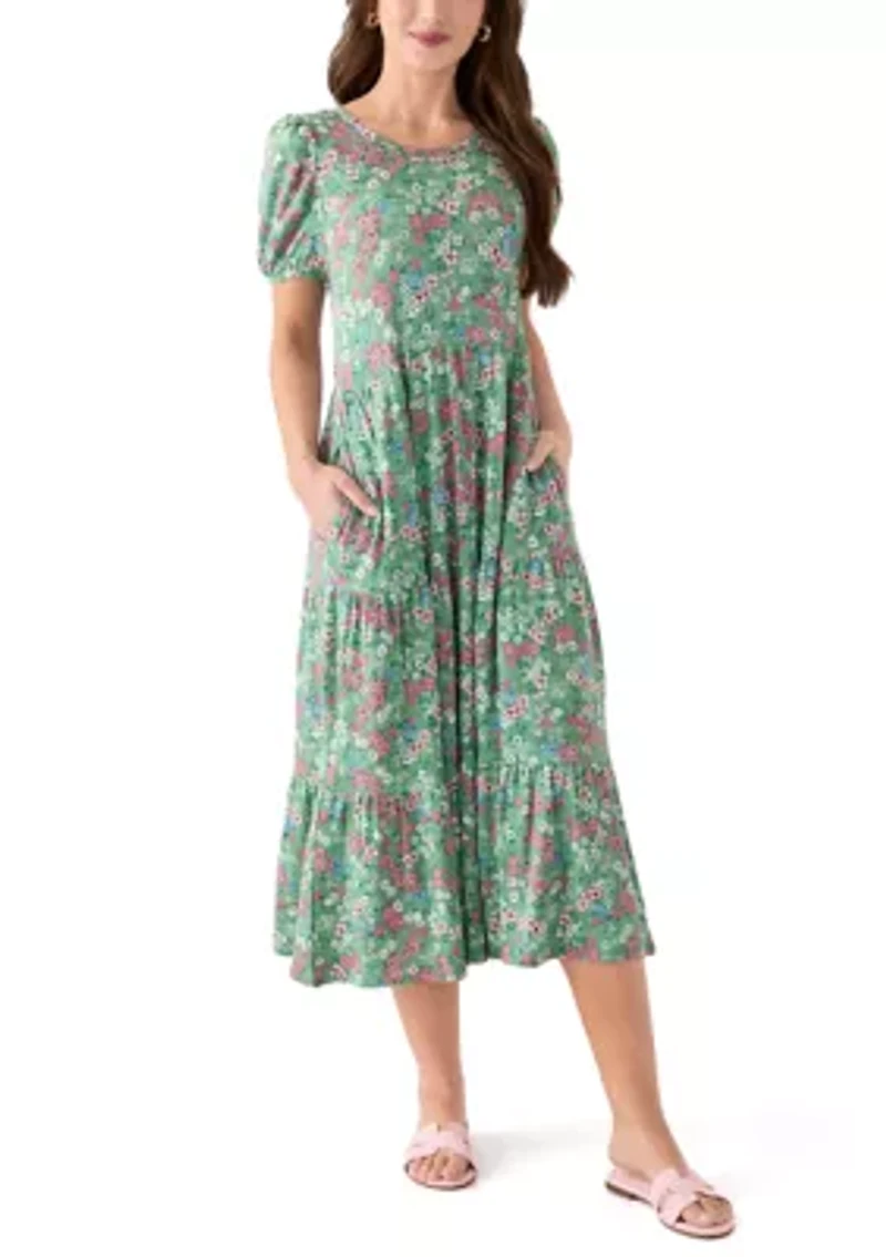 Petite Baby Terry Midi Print Dress