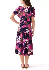 Petite Baby Terry Midi Print Dress