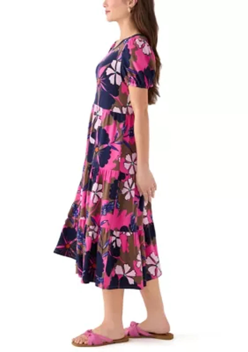 Petite Baby Terry Midi Print Dress