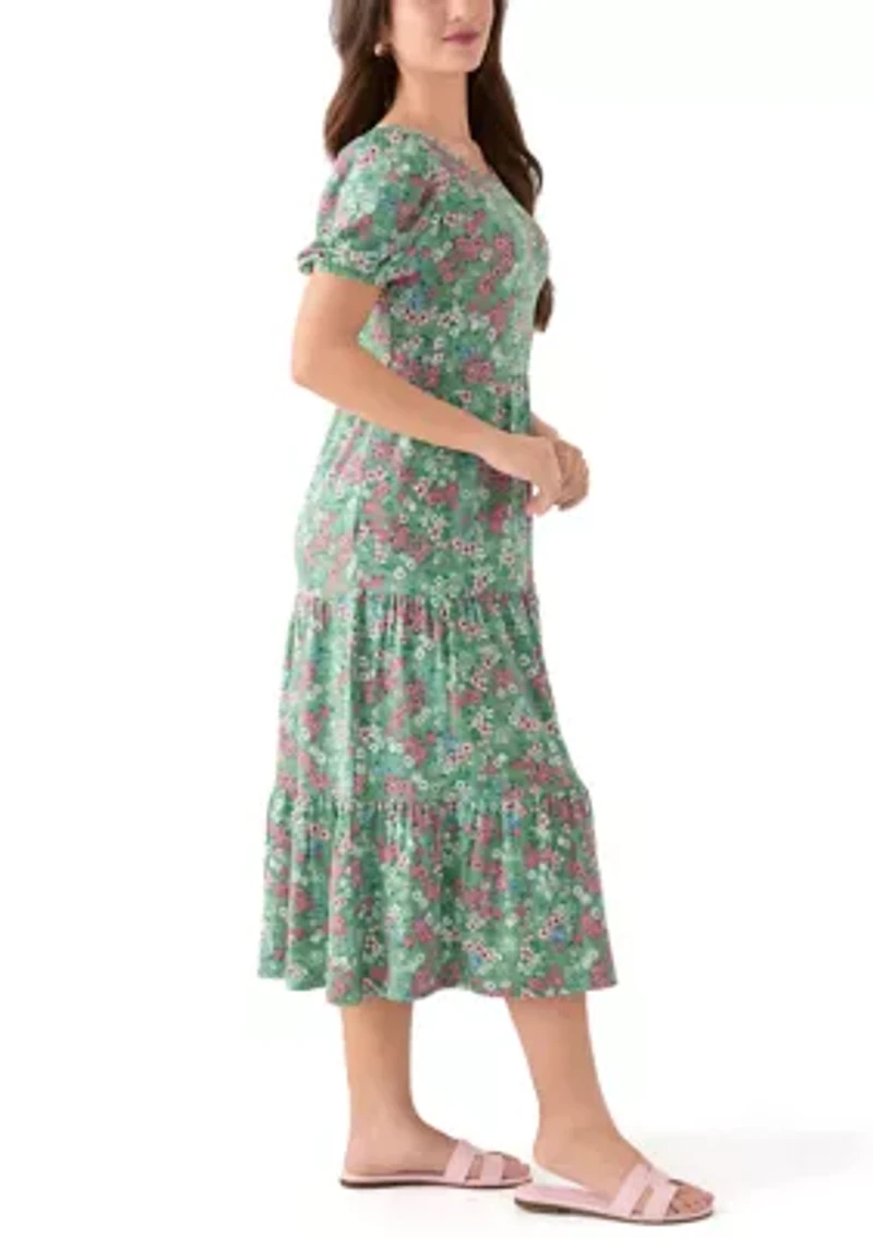 Petite Baby Terry Midi Print Dress