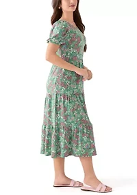 Petite Baby Terry Midi Print Dress