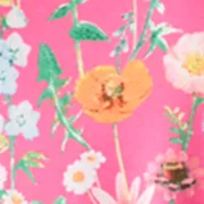 Women's Short Puff Sleeve Crew Neck Printed Mini Dress