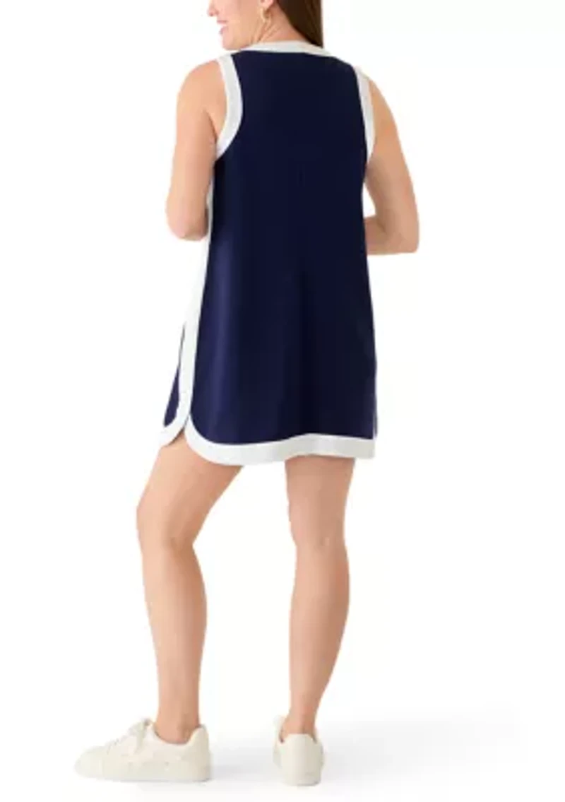 Petite Sleeveless Tipped Pique Dress