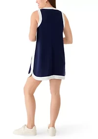 Petite Sleeveless Tipped Pique Dress