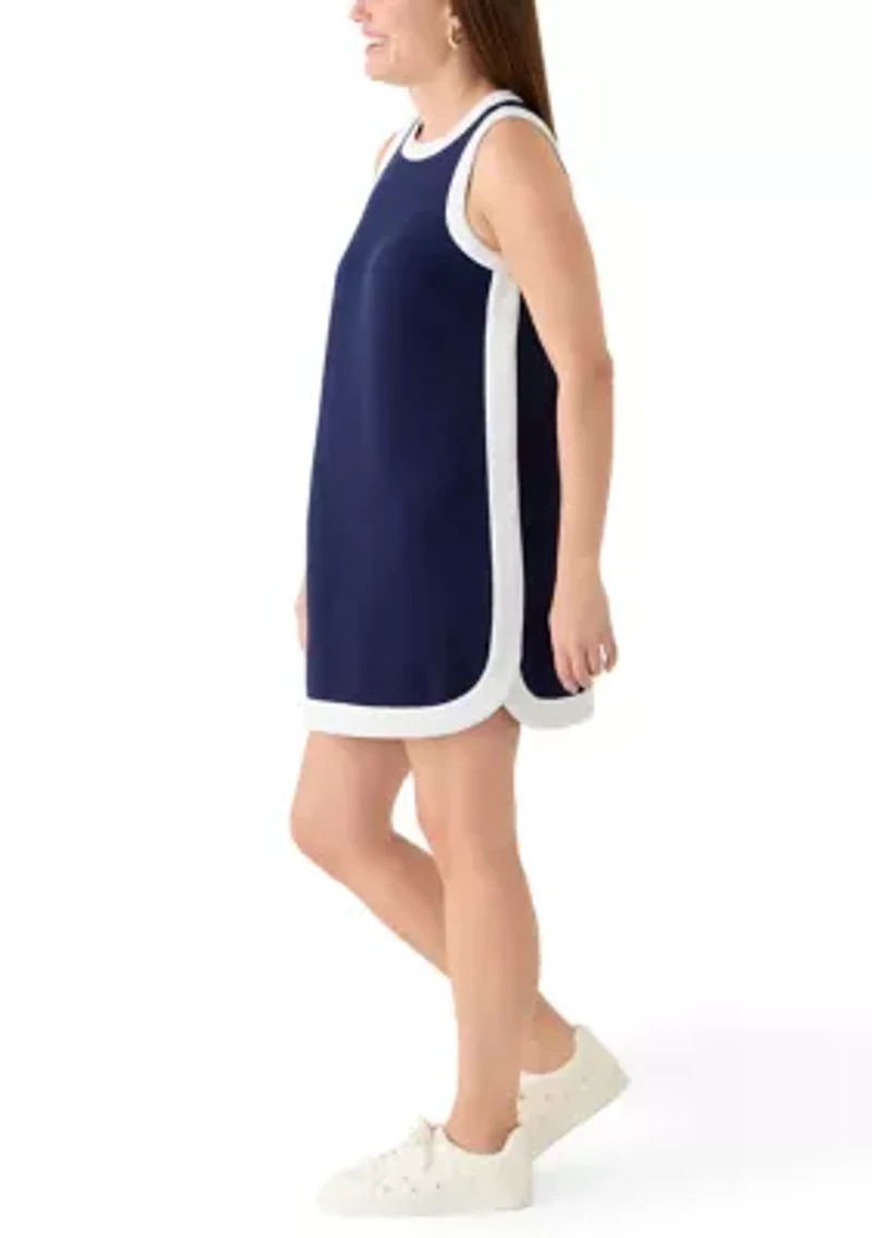 Petite Sleeveless Tipped Pique Dress