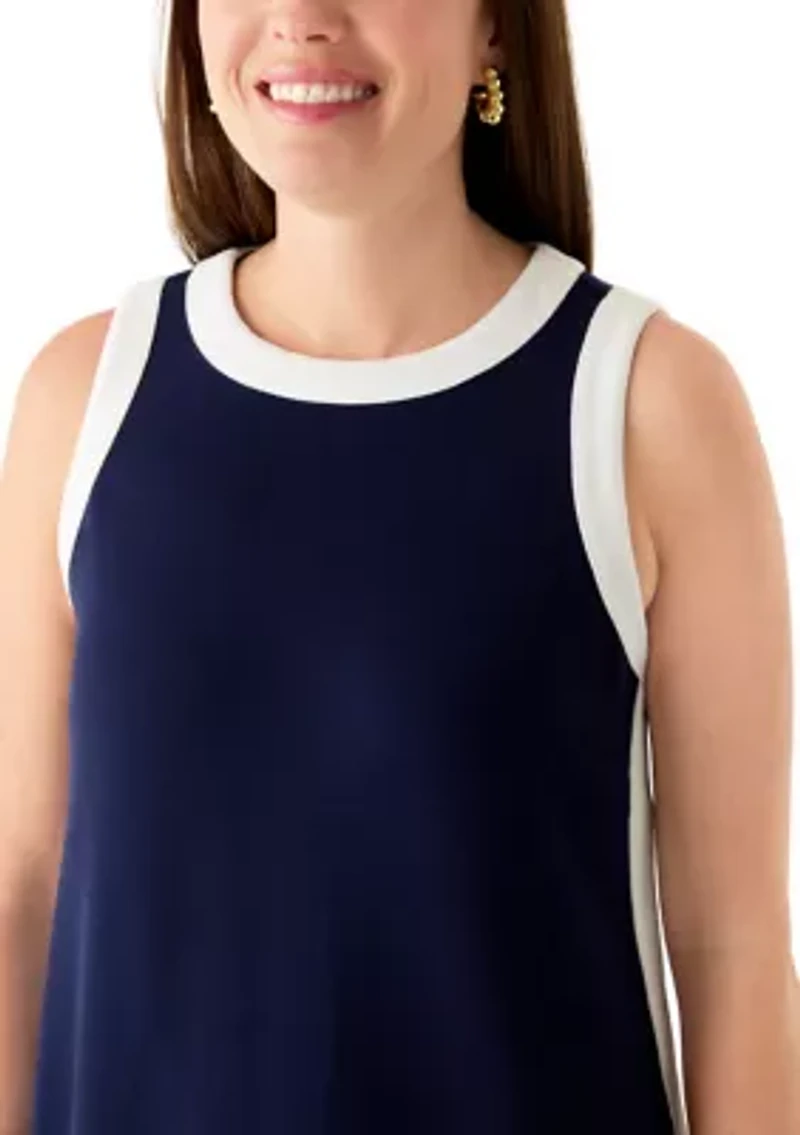 Petite Sleeveless Tipped Pique Dress