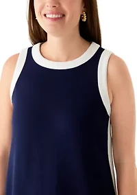 Petite Sleeveless Tipped Pique Dress