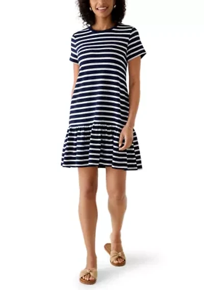 Women's Short Sleeve Baby Terry Flounce Hem Dress