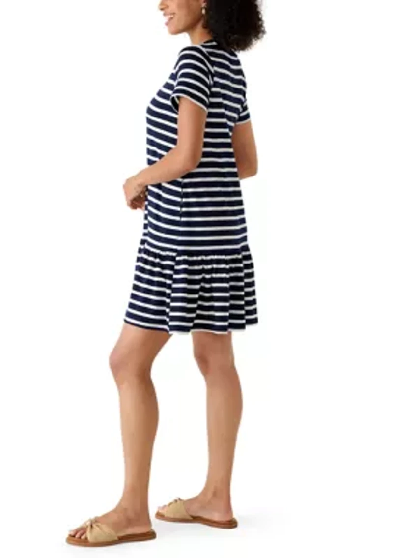 Women's Short Sleeve Baby Terry Flounce Hem Dress
