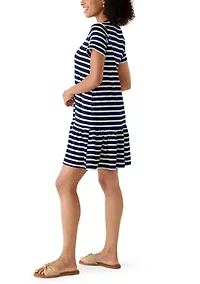 Women's Short Sleeve Baby Terry Flounce Hem Dress