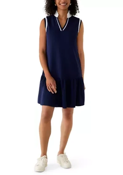 Women's Sleeveless Contrast Trim Pique Dress