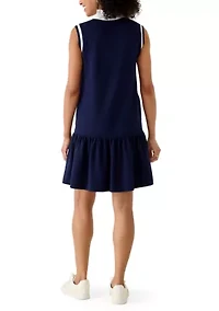 Women's Sleeveless Contrast Trim Pique Dress