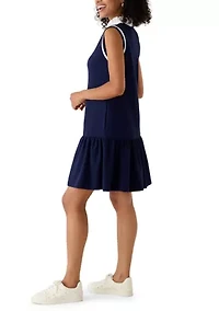 Women's Sleeveless Contrast Trim Pique Dress
