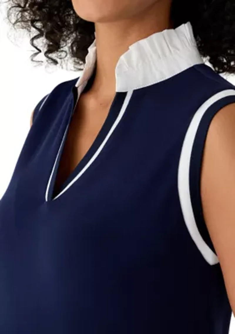 Women's Sleeveless Contrast Trim Pique Dress