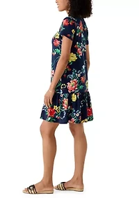 Women's Short Sleeve Baby Terry Flounce Hem Dress