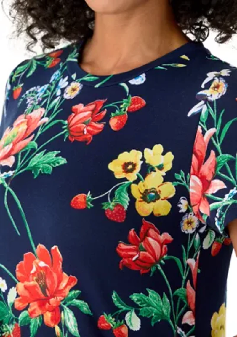 Women's Short Sleeve Baby Terry Flounce Hem Dress