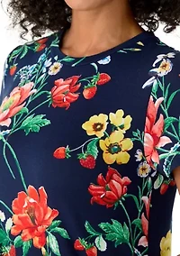 Women's Short Sleeve Baby Terry Flounce Hem Dress