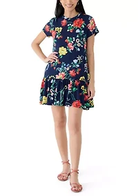 Petite Short Sleeve Baby Terry Flounce Hem Dress