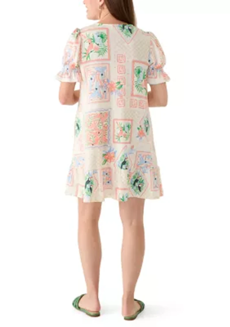 Petite Short Smocked Sleeve Baby Terry Dress