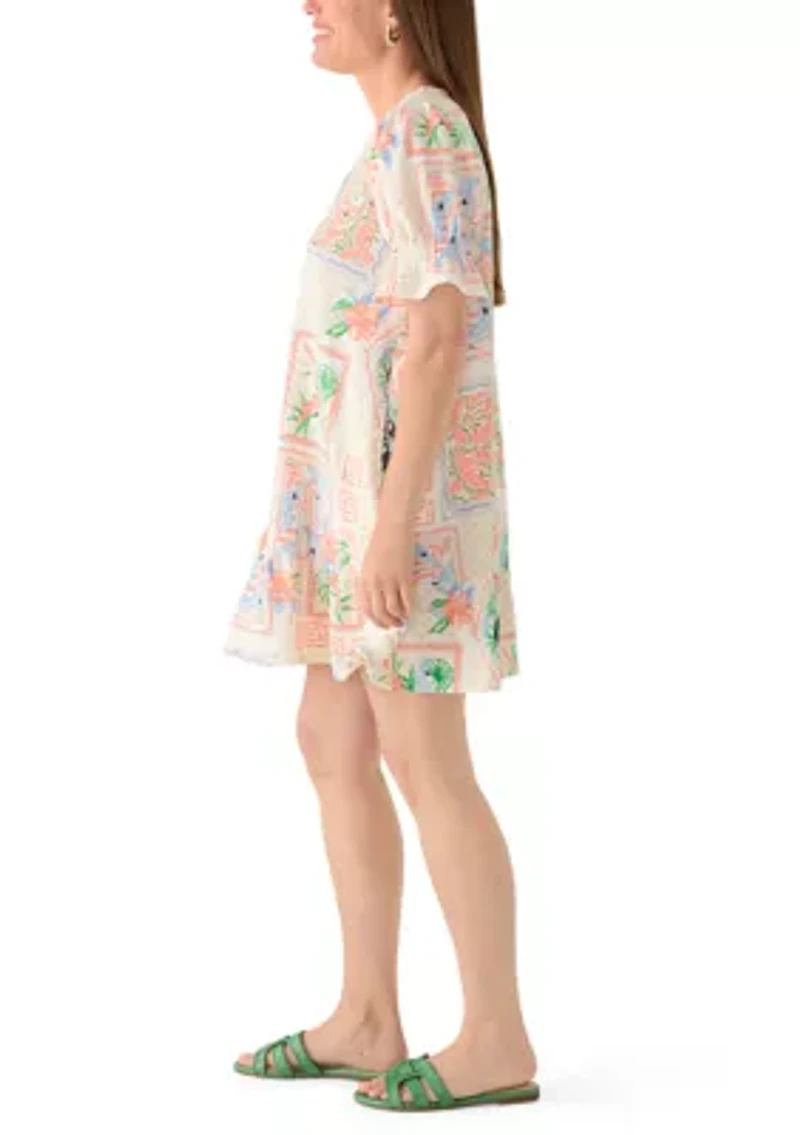 Petite Short Smocked Sleeve Baby Terry Dress