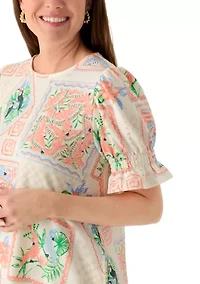 Petite Short Smocked Sleeve Baby Terry Dress