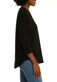 Women's 3/4 Sleeve Round Hem T-Shirt