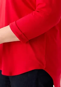 Plus 3/4 Sleeve Round Hem T-Shirt